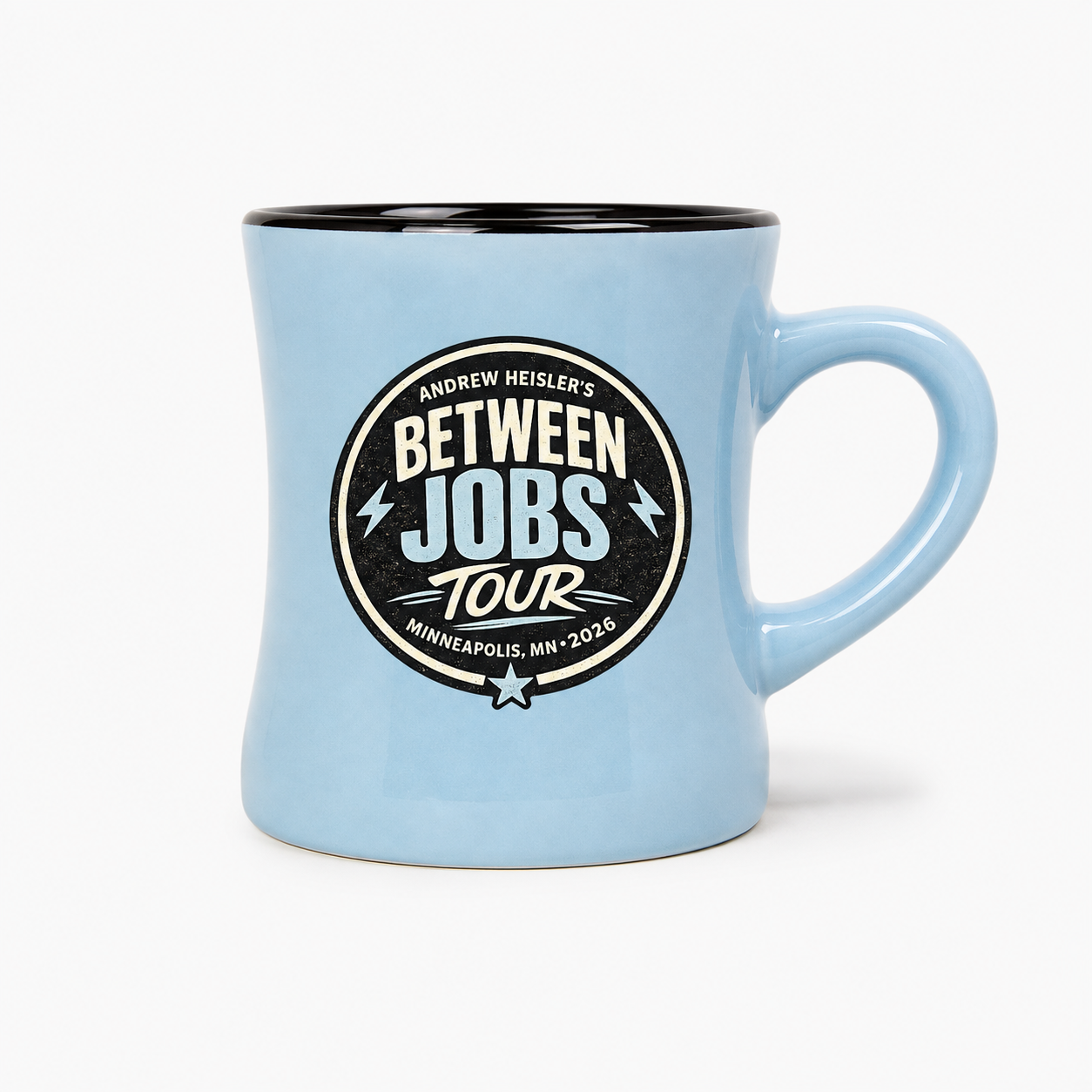 Between Jobs Tour diner mug in Light blue